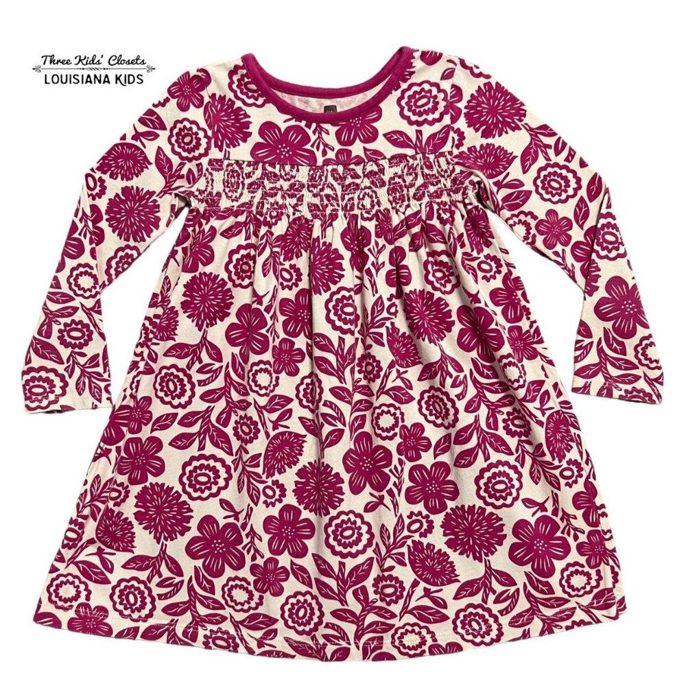 Tea Collection 3T Magenta Pink Floral Smocked Dress